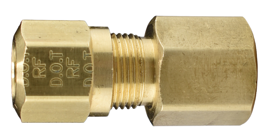Brass DOT Nylon Air Brake Compression Fitting, Female Connector, 66NAB