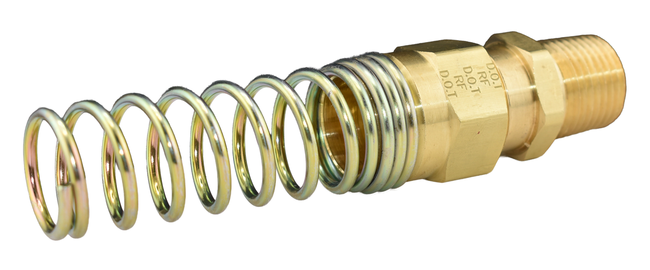 378A, Brass Reusable Air Brake Hose End Male Connector w/ spring guard. For use with J1402 Air Brake Hose