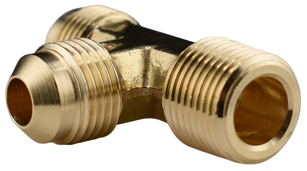 Brass Male Flare Run Tee Fitting, 45°, T3 Series