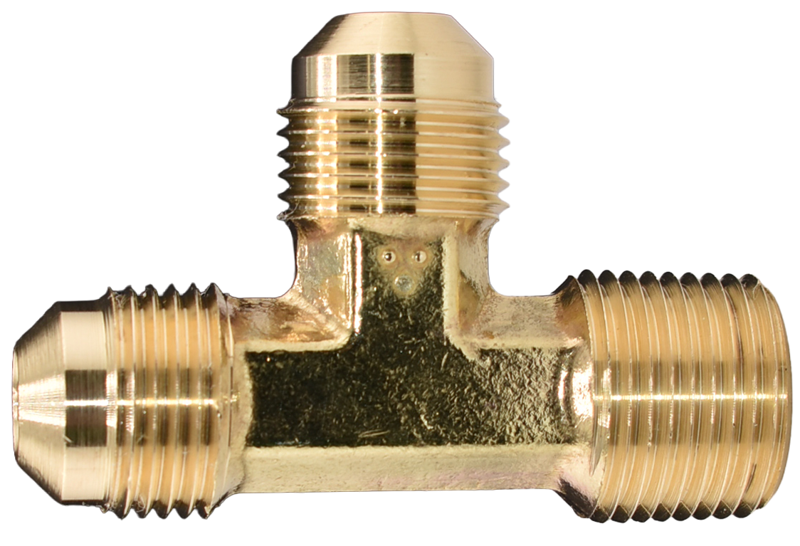 Brass Male Flare Run Tee Fitting, 45°, T3 Series