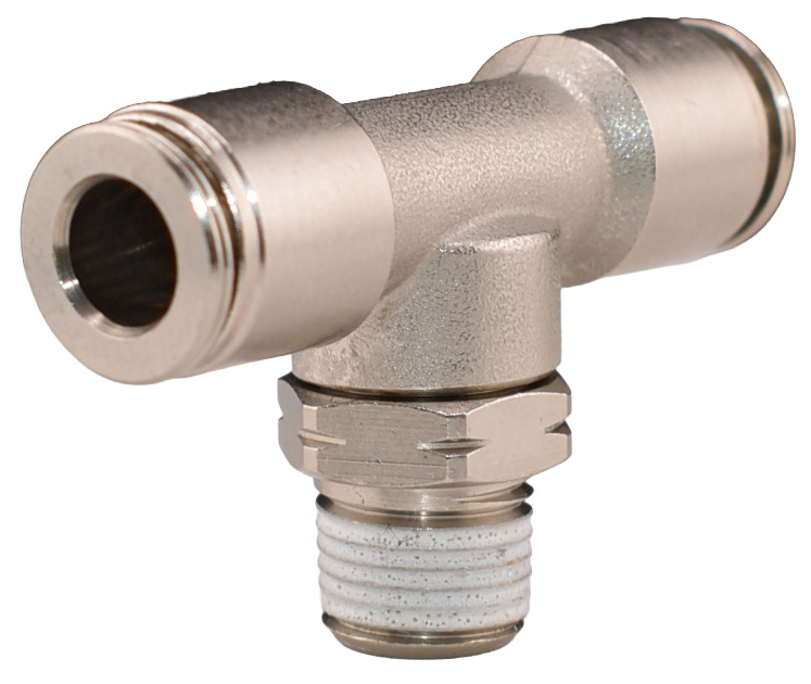 Brass Nickel Plated Push to Connect Fitting, Male Swivel Branch Tee, 272PPSNI Series