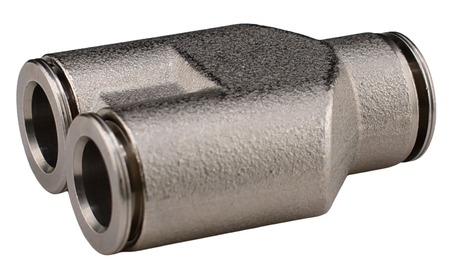 Brass Nickel Plated Push to Connect Fitting, Union Y Connector, 289PPNI Series