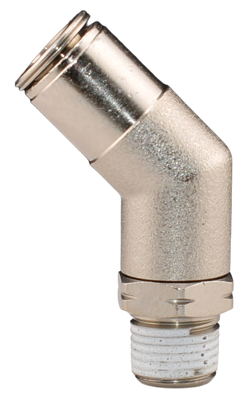 Brass Nickel Plated Push to Connect Fitting, 45° Male Swivel Elbow, 279PPSNI Series