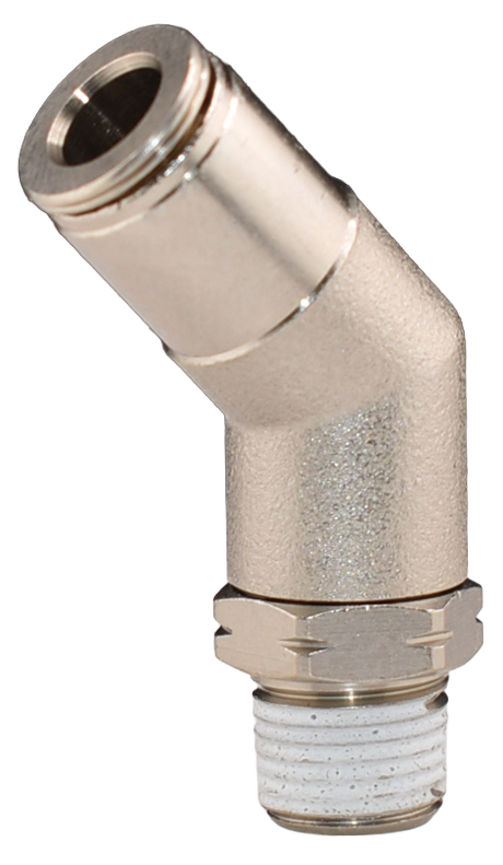 Brass Nickel Plated Push to Connect Fitting, 45° Male Swivel Elbow, 279PPSNI Series