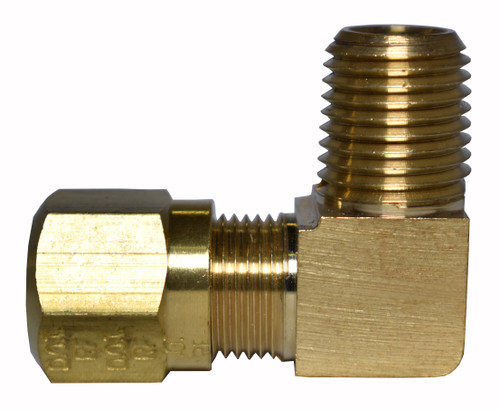 90702 90° Long Male Elbow, Compression Air Brake Fitting For Nylon  Tubing, Brass, 1/2 x 3/8