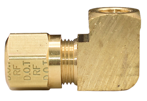 Brass DOT Nylon Air Brake Compression Fitting,  90° Female Elbow, 70NAB Series