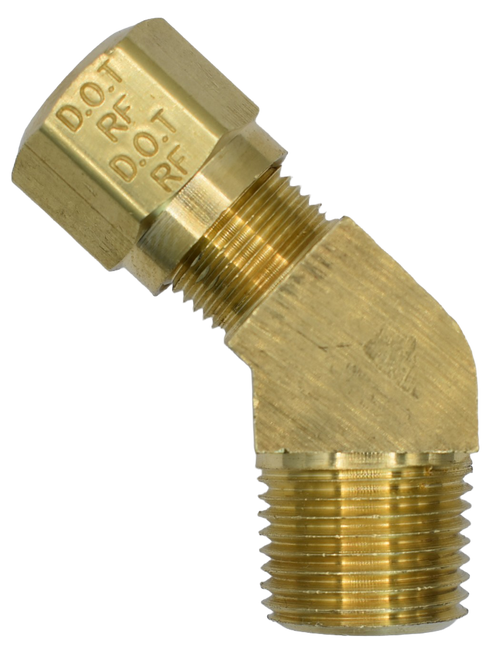 Brass Nylon Air Brake Compression Fitting, 45° Male Connector, 79NAB Series