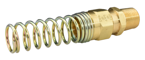 378A, Brass Reusable Air Brake Hose End Male Connector w/ spring guard. For use with J1402 Air Brake Hose