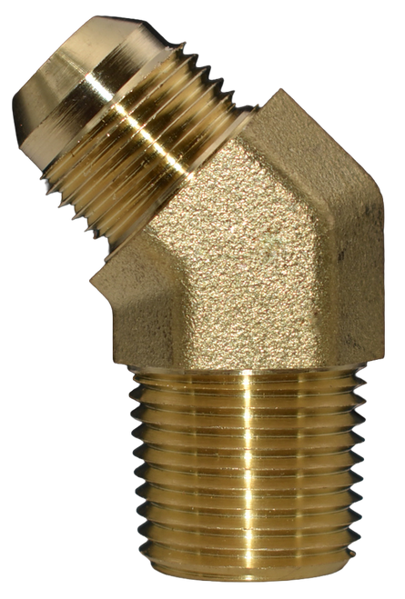 Brass Fitting, 45° Elbow, Male Flare (45°) to Male Pipe Thread, E1-45 Series