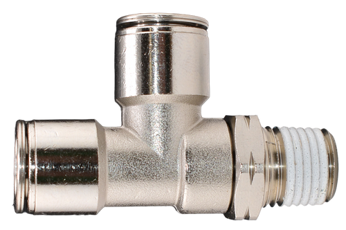 Brass Nickel Plated Push to Connect, Male Swivel Run Tee Fitting, 271PPSNI Series