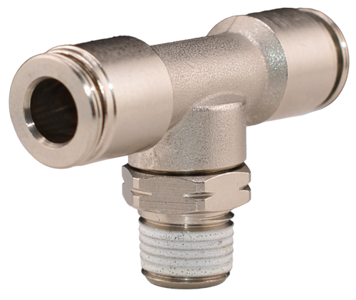 Brass Nickel Plated Push to Connect Fitting, Male Swivel Branch Tee, 272PPSNI Series