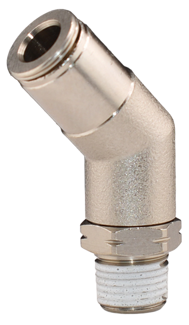 Brass Nickel Plated Push to Connect Fitting, 45° Male Swivel Elbow, 279PPSNI Series