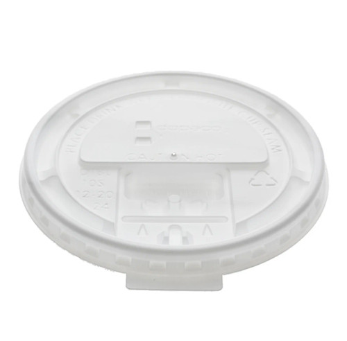 White Flat Hot Cup Lids with Tear-Back Tab (Fits 10-24 oz) - 1000 PCS (DK)