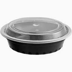 7" Round Microwavable Food Container Combo (24 oz) - 150 Sets (Elite Value)