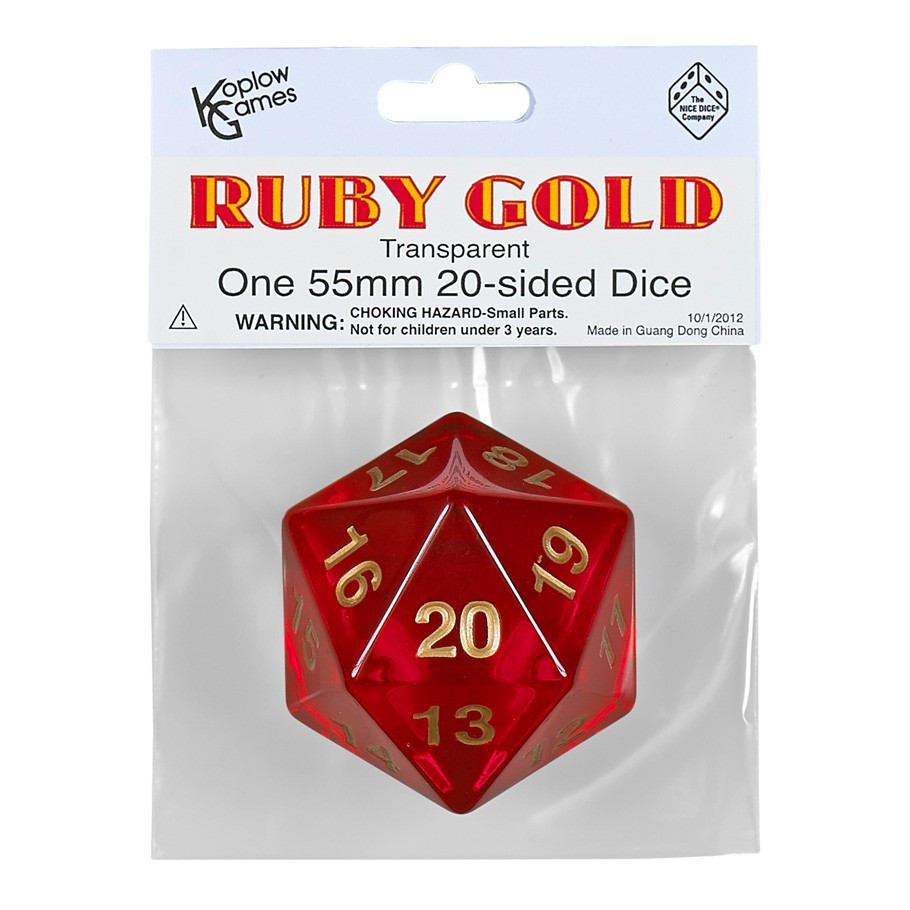 D20 55mm Roll Down Ruby Gold - Dice - Atlantis Hobby