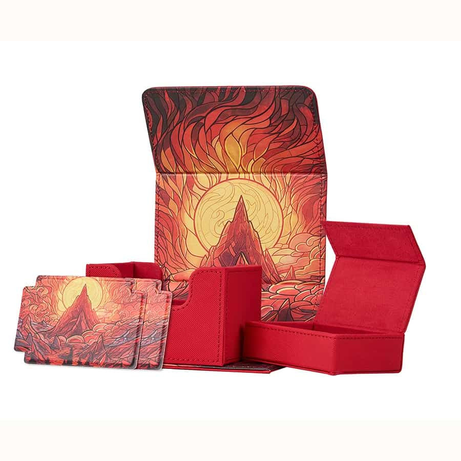 Radiant 100+ Deluxe Deck Box - Burning Mountain - Arcane Fortress