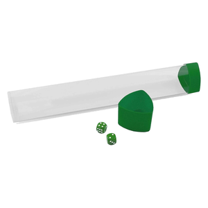 Playmat Tube - Clear with Green Caps and Dice - BCW Playmat Tube - Clear with Green Caps and Dice - BCW