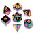 7 set Flame Torched Rainbow Dice - Metal