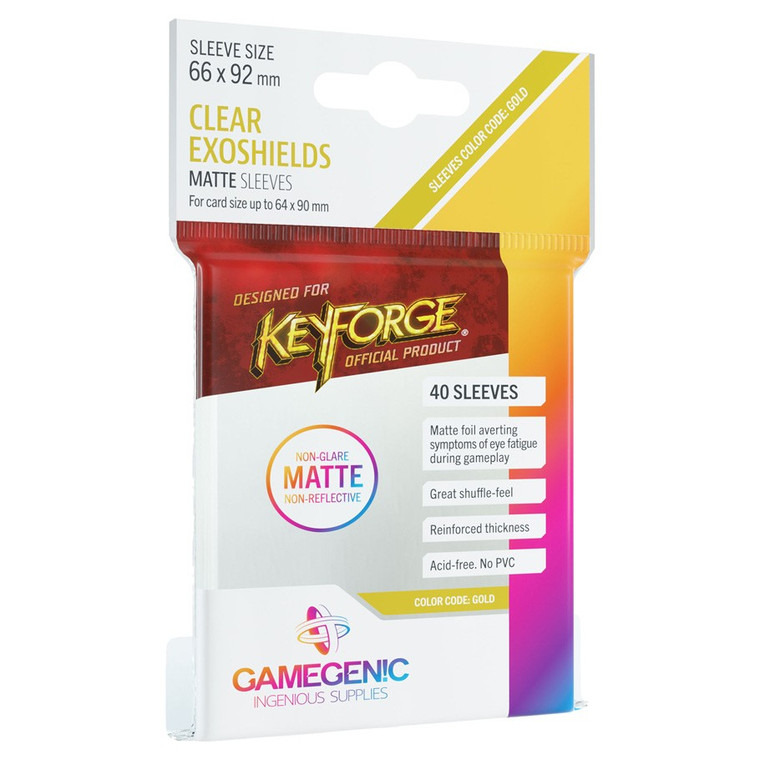 KeyForge Matte Exoshield Sleeves Clear (40pk) - GameGenic