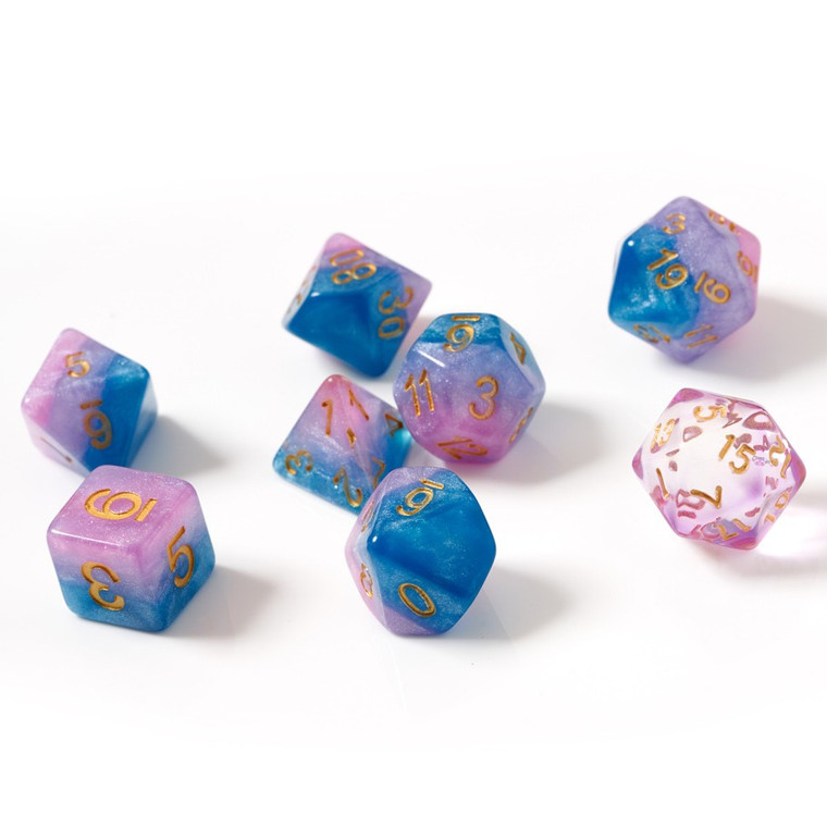 7-Set Purple, Orange, Transparent - Sirius Dice