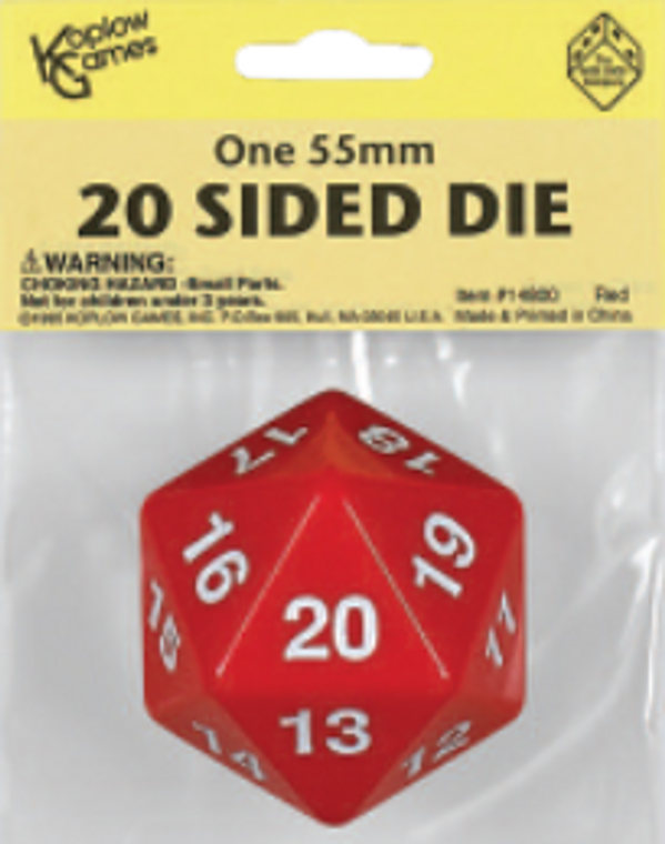 D20 Spin Down 55mm Dice -Red -  Koplow