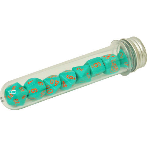 7 Dice Set - Heavy Turquoise with Orange - Chessex Lab Dice