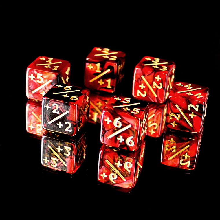 Positive 6pc Counter Set - Red Black for MTG - Die Hard Dice