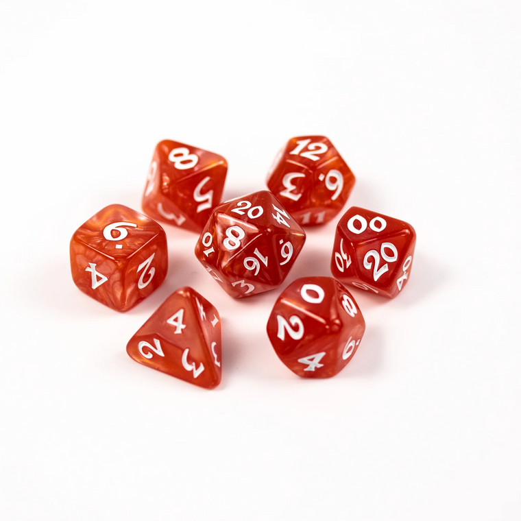 7pc RPG Set - Elessia Essentials - Red with White - Die Hard Dice