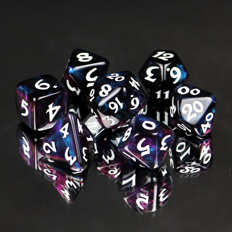 7pc RPG Set - Moonstone Deepwalker with White - Die Hard Dice