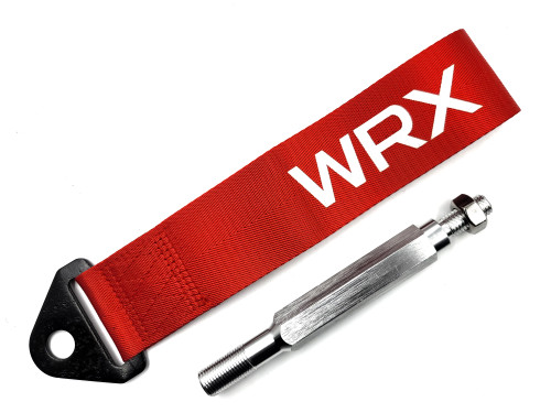 Tuner Image Tow Strap Front or Rear with Mounting Rod - Red/White WRX