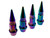 4x Aluminum Spiked Valve Stem Caps 45mm - Neo Chrome Rainbow