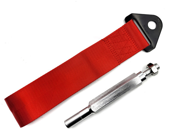 Tuner Image Tow Strap Front or Rear with Mounting Rod - Red