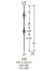 2653 Double Basket Knee Wall Baluster, Tubular Steel, 12mm Dimensional Information