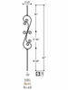 2581-LT Lite Skinny S-Scroll Hollow Tubular Steel Baluster, 12mm Dimensional Information