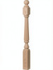 F-4848 72" Fluted Ball Top Ohio Landing Newel Post - Red Oak