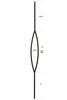 T-17 Single Oval Tubular Steel Baluster Dimensional Information