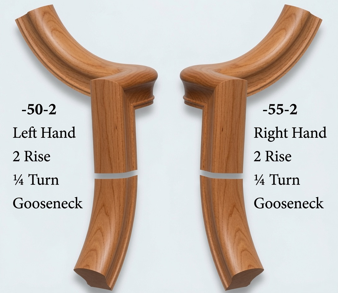 7050 or 7055 2-Rise Quarter-Turn Gooseneck - American Cherry