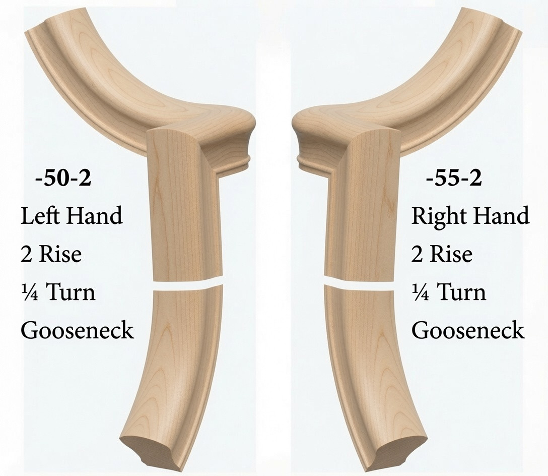 7050 or 7055 2-Rise Quarter-Turn Gooseneck - Soft Maple
