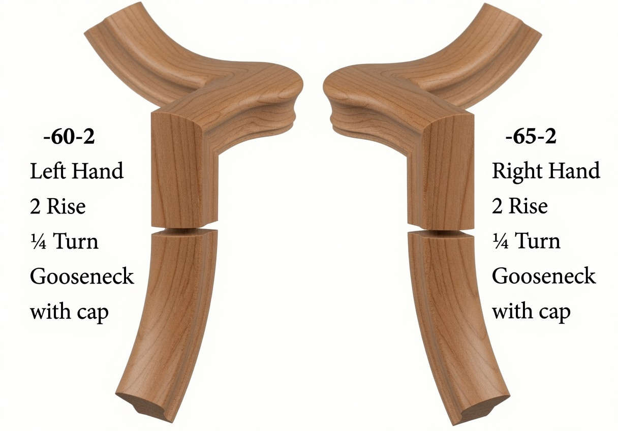 7060 Left Hand or 7065 Right Hand Goosenecks with Quarter-turn Caps - Alder