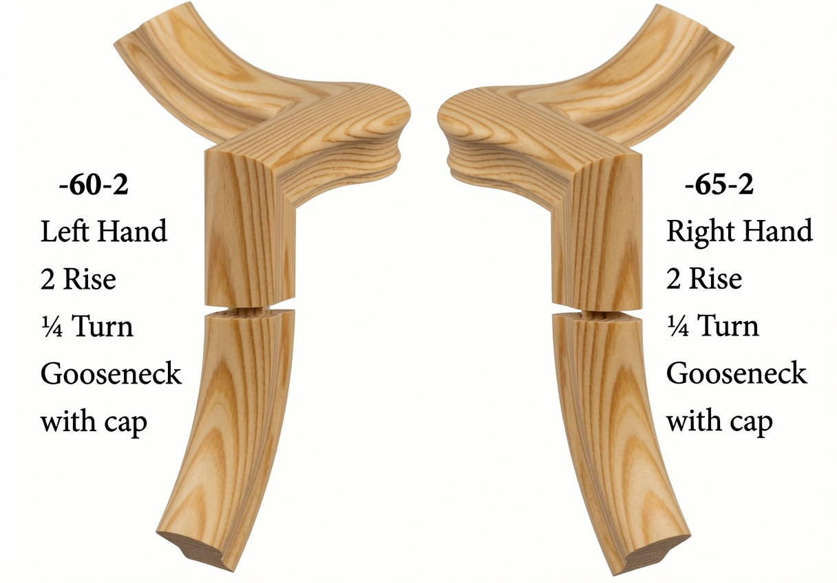 7060 Left Hand or 7065 Right Hand Goosenecks with Quarter-turn Caps - Yellow Pine