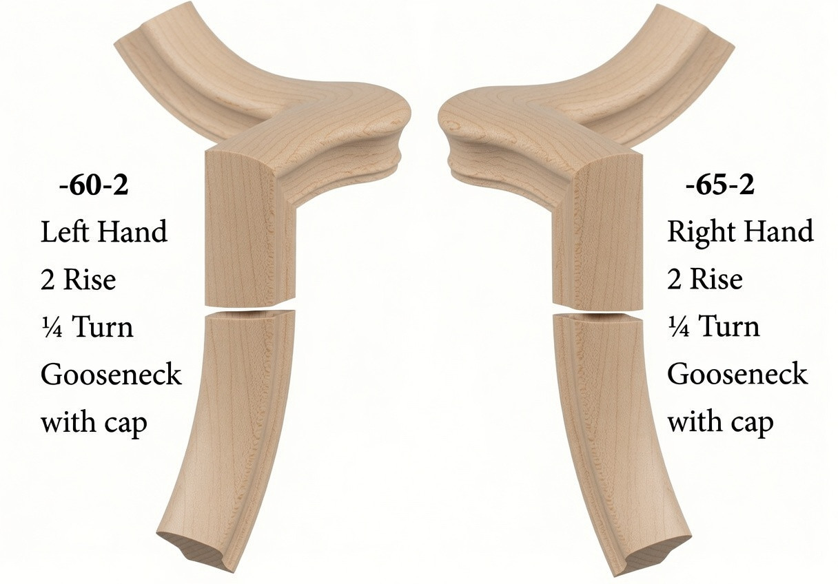 7060 Left Hand or 7065 Right Hand Goosenecks with Quarter-turn Caps - Soft Maple