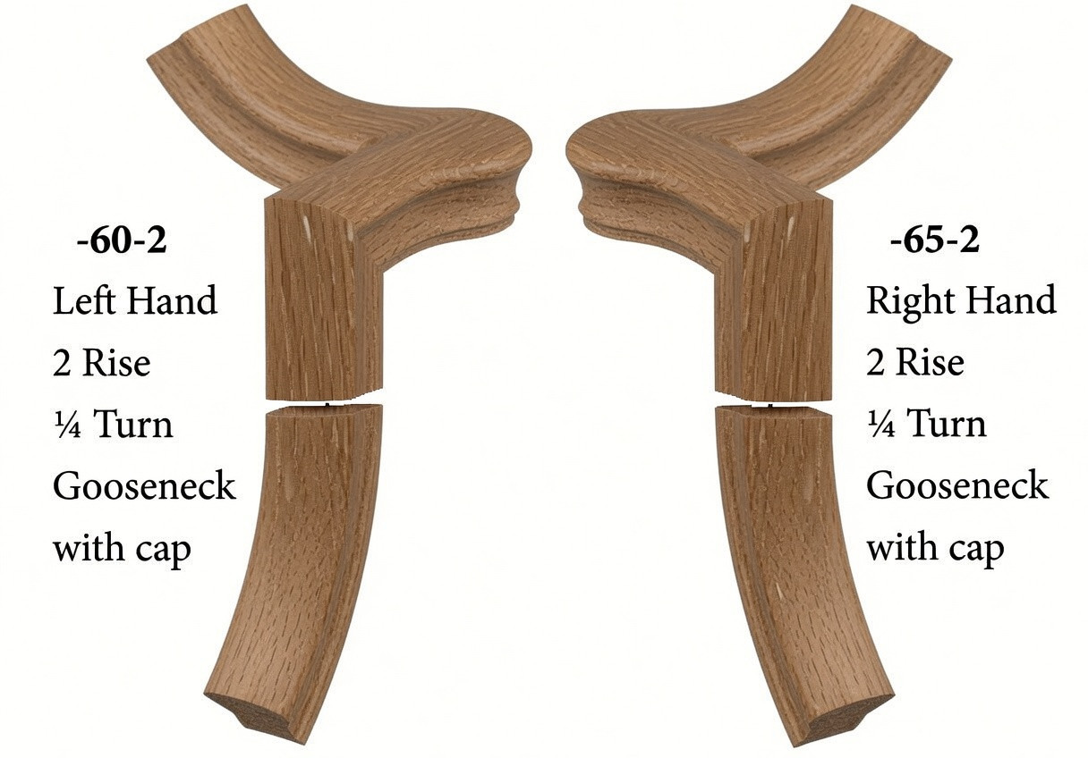 7060 Left Hand or 7065 Right Hand Goosenecks with Quarter-turn Caps - White Oak