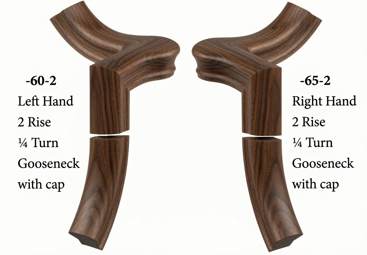 7060 Left Hand or 7065 Right Hand Goosenecks with Quarter-turn Caps - Walnut