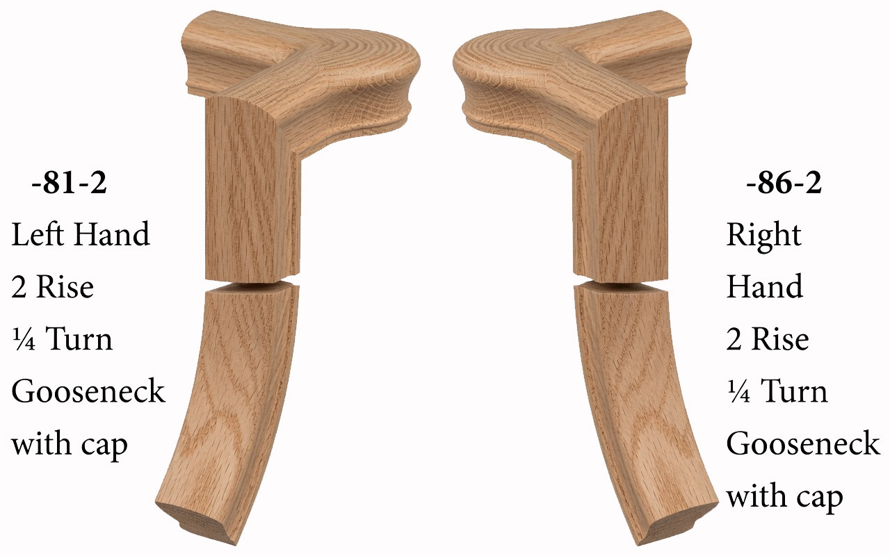 7081 Left Hand or 7086 Right Hand 2-Rise Gooseneck with Quarter-turn Cap - Red Oak