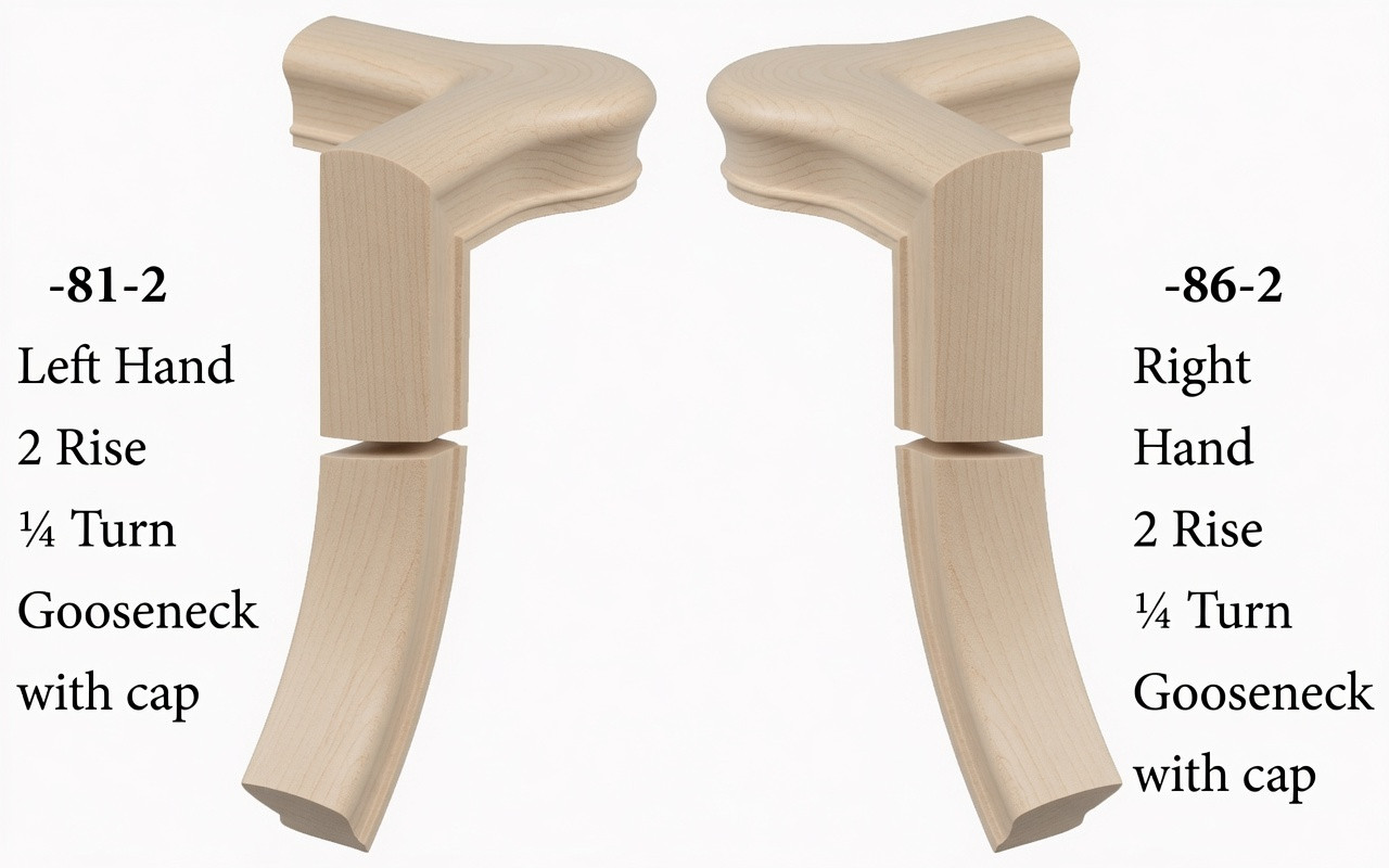 7081 Left Hand or 7086 Right Hand 2-Rise Gooseneck with Quarter-turn Cap - Soft Maple