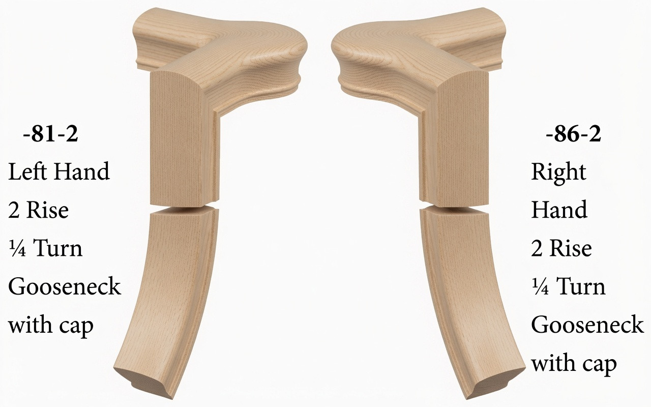 7081 Left Hand or 7086 Right Hand 2-Rise Gooseneck with Quarter-turn Cap - Birch