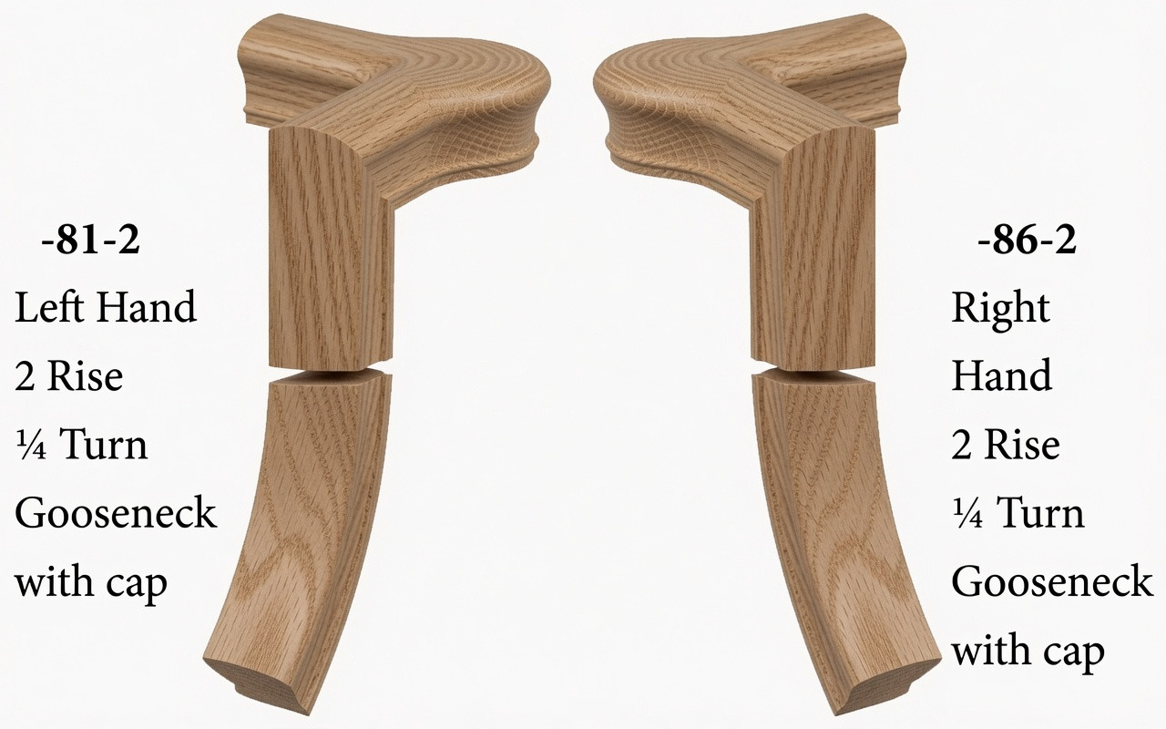7081 Left Hand or 7086 Right Hand 2-Rise Gooseneck with Quarter-turn Cap - Ash