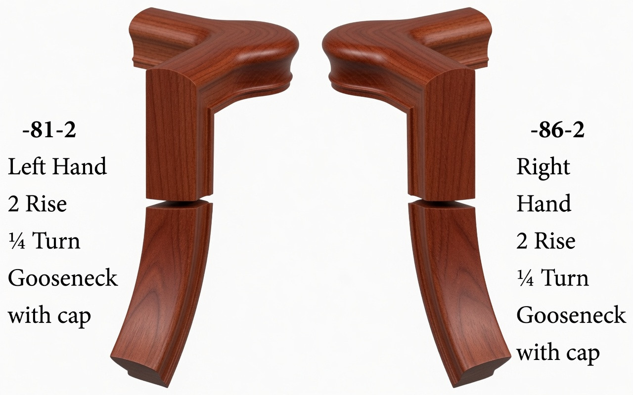 7081 Left Hand or 7086 Right Hand 2-Rise Gooseneck with Quarter-turn Cap - American Cherry