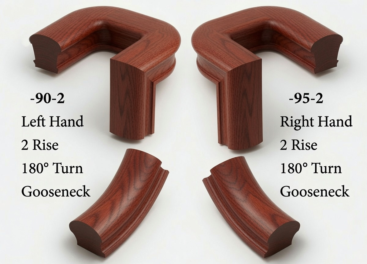 7090 Left Hand or 7095 Right Hand 2-Rise Gooseneck, 180-degree turn, No Cap - Brazilian Cherry