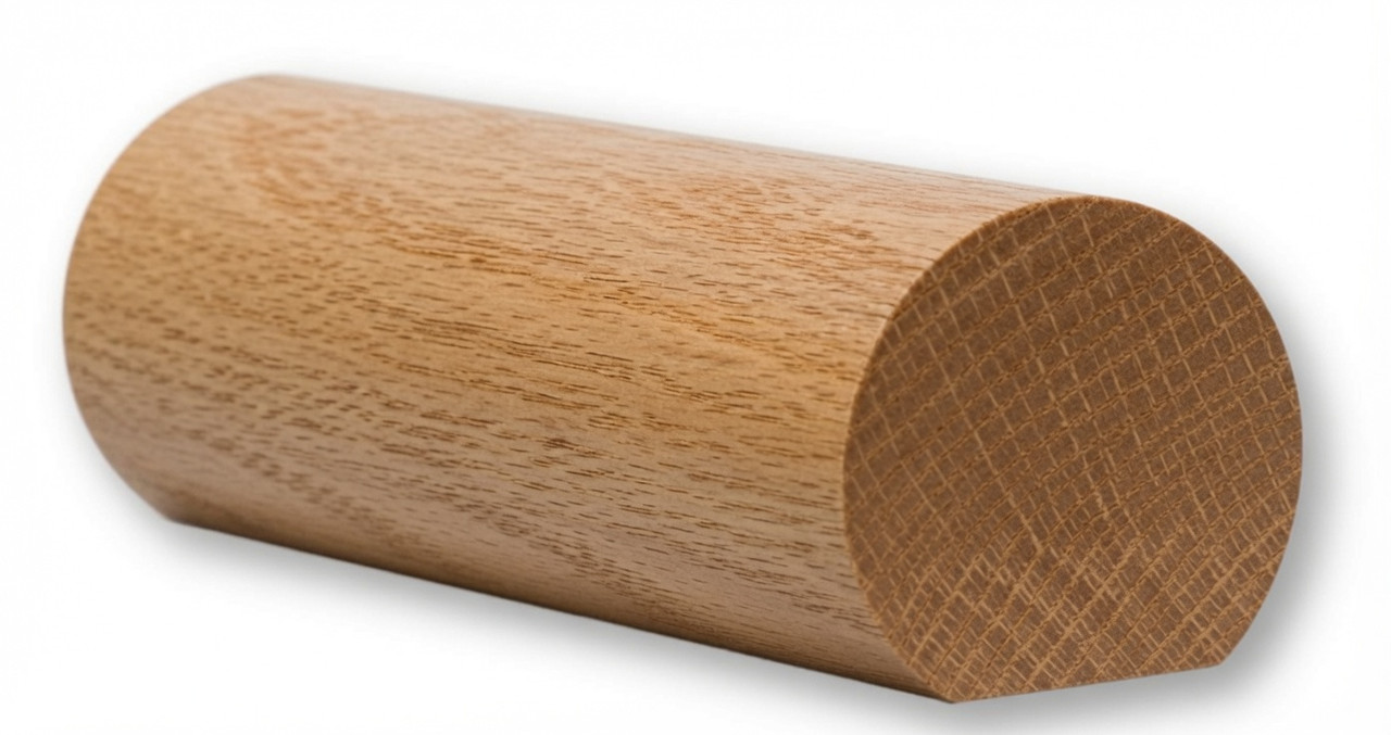 6040 1-5/8" x 1-3/48" Round Handrail with Flat Bottom, Ash